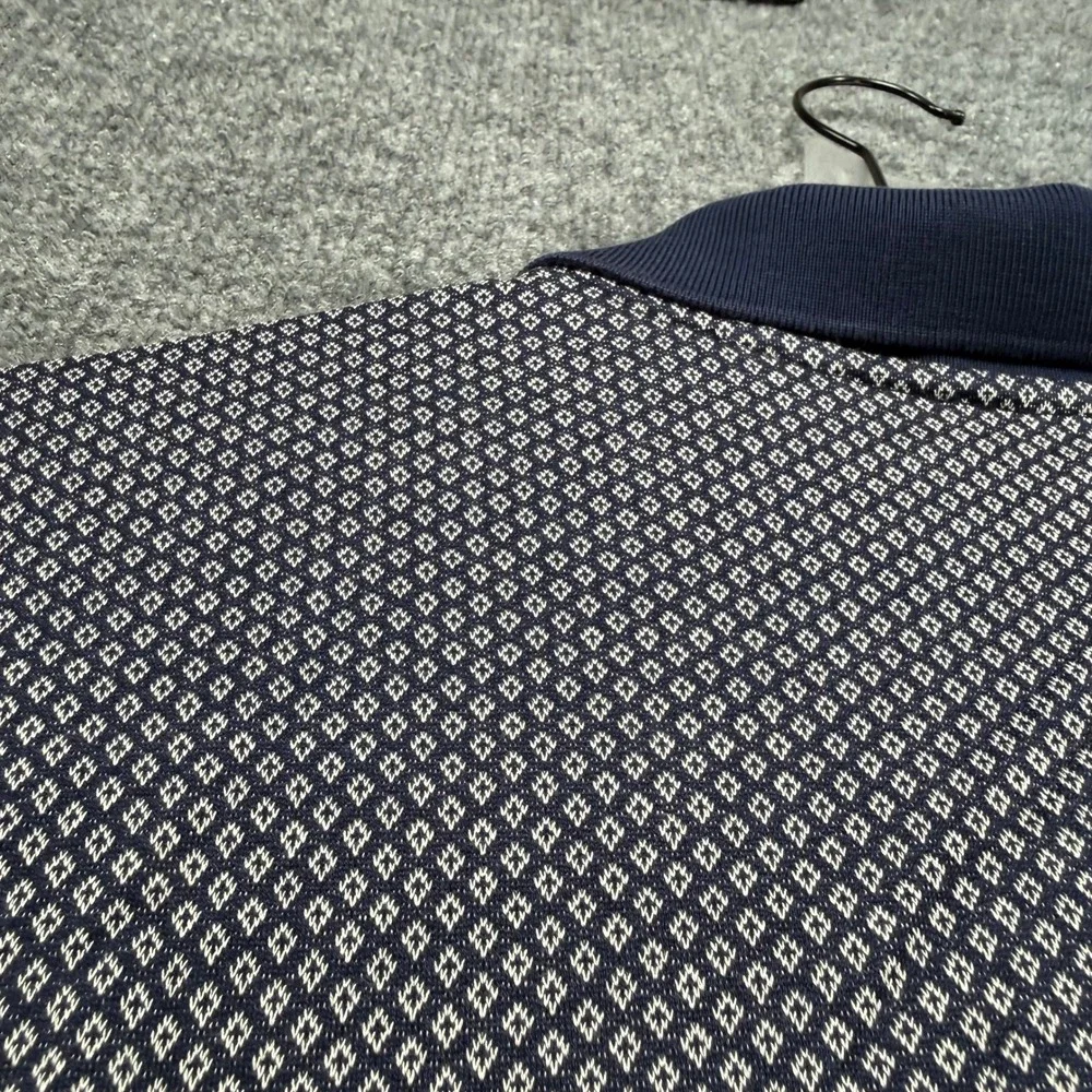 Brooks Brothers Polo Shirt Mens XL Blue Geometric Golden Fleece Diamond‎ Cotton